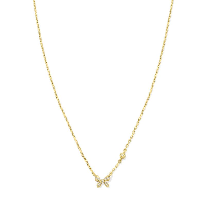 Kendra Scott Tiny Bow Pendant Necklace - Gold/White Cz One Size
