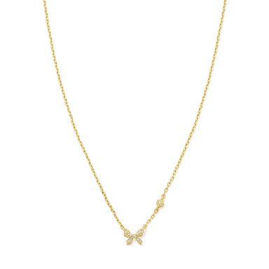 Kendra Scott Tiny Bow Pendant Necklace - Gold/White Cz One Size