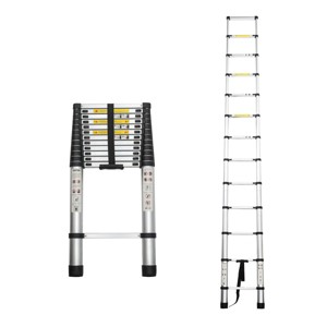 FURNIinspire Ladders 12.5ft Telescopic Extension Ladder Aluminum Alloy Folding Ladder Portable Step Ladder Shelf, Silver, 12.44"*2.83"*149.6" - 1 of 4
