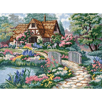 Dimensions Needlepoint Kit 16"X12"-Cottage Retreat Stitched In Thread