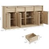 62.4" Sideboard Buffet Cabinet with 4 Drawers, Large Modern Coffee Cabinet with Storage, Storage Buffet Table for Kitchen, Dining Room - 3 of 4