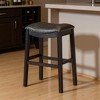HomeRoots 31" Charcoal and Black Faux Leather and Solid Wood Backless Bar Height Bar Chair - 2 of 4