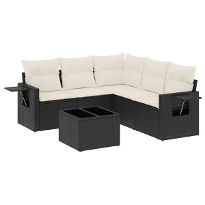 vidaXL Garden Sofa Set Black, Cream White - 1 of 4