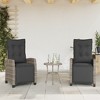 vidaXL 3-Piece Bistro Set - Poly Rattan Gray, Adjustable Reclining Chairs with Cushions, Powder-Coated Steel Frame, Outdoor Garden & Patio Furniture - 3 of 4