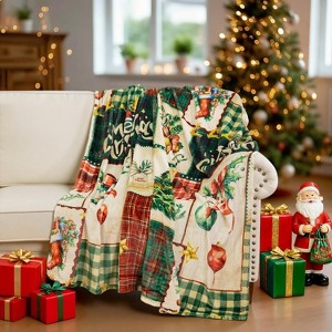 Lomsoe Christmas Throw Blanket, Holiday Christmas Reindeer Santa Claus Soft Flannel Blanket, Warm Cozy Winter Throw Blanket. - 1 of 4