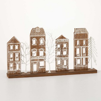 Tabletop Village Multicolor 10.25"H Wood