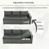 SKRAN Outdoor 6-Piece All Weather PE Rattan Sofa Set with Adjustable Seat, Storage Box, Removable Covers and Tempered Glass Top Table,Grey - 4 of 4