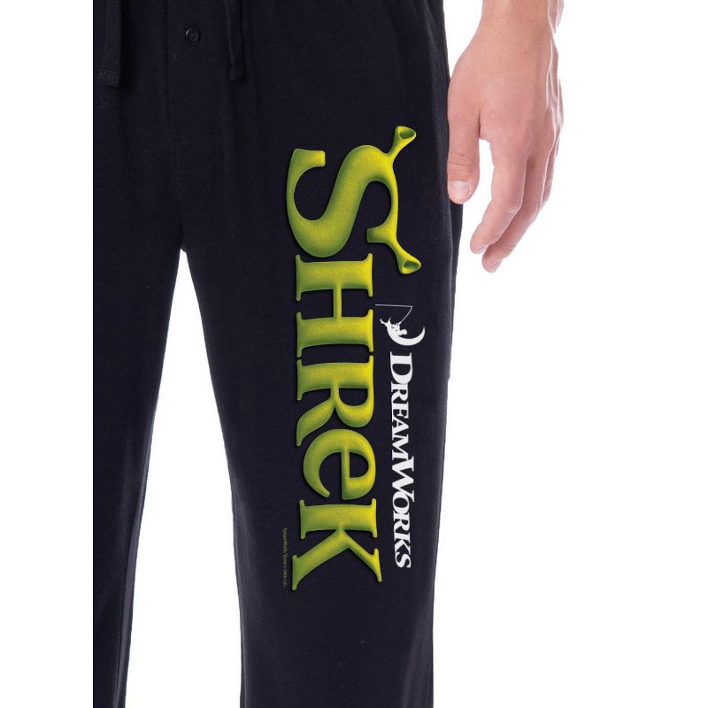 DreamWorks Shrek Men's Movie Film Title Logo Character Sleep Pajama Pants Black, 2 of 4