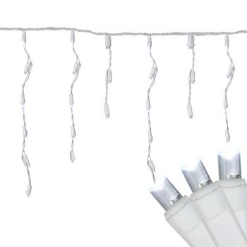 Northlight 300 Count Cool White LED Wide Angle Icicle Christmas Lights, 24.5 ft White Wire