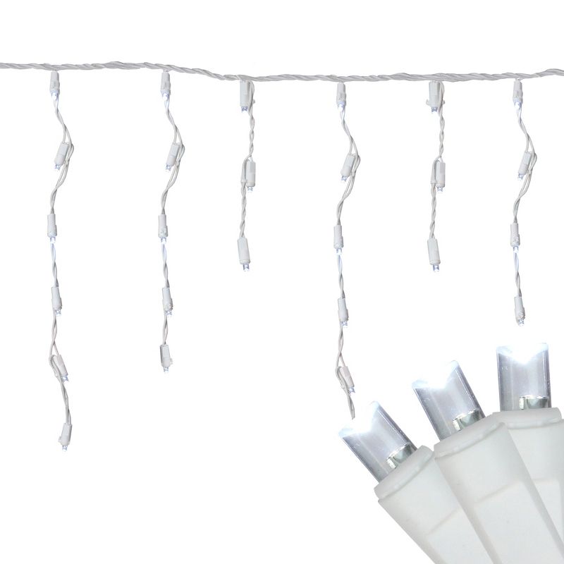 Northlight 300 Count Cool White LED Wide Angle Icicle Christmas Lights, 24.5 ft White Wire, 1 of 3