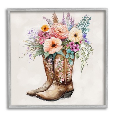 Stupell Industries Country Cowboy Boots Bouquet Framed Giclee