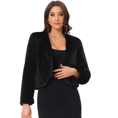 INSPIRE CHIC Women's Winter Open Front Short Faux Fur Jacket - image 1 of 4