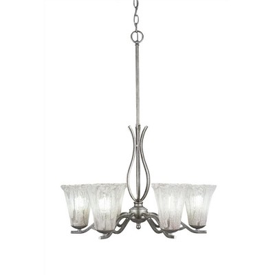 Toltec Lighting Revo 6 - Light Chandelier in  Aged Silver with 5.5" Fluted Italian Ice Shade