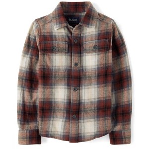 The Children's Place Boys Long Sleeve Plaid Flannel Button Up Shirt - 1 of 4