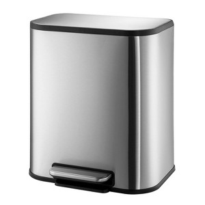 GustoWave Trash Can, Slim Rectangular Step-On Stainless Steel Garbage Can for Kitchen Dining Room - 1 of 4