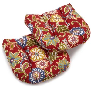 Blazing Needles, 19-inch U-Shaped Outdoor Spun Polyester Tufted Dining Chair Cushion (Set of 2) - 1 of 1