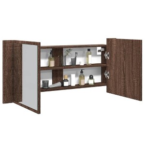 vidaXL LED Mirror Cabinet Brown oak Engineered wood 39.4 x 4.7 x 17.7 in - 1 of 4
