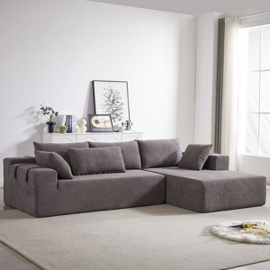108 Modern Chenille Sectional Sofa with 6 Pillows - Right Chaise Configuration" - 1 of 4