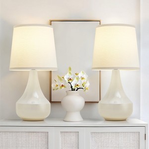GTCLIGHTING Table Lamp Set of 2, Ceramic Table Lamp Classic Beside Lamps Modern Table Lamp for Living Room, Bedroom & Office Rocker Swtich - 1 of 4