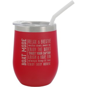 Pavilion Gift Company - Boat Mode - 12 oz Stemless Travel Tumbler with Straw - Portable Drinkware - 1 of 4