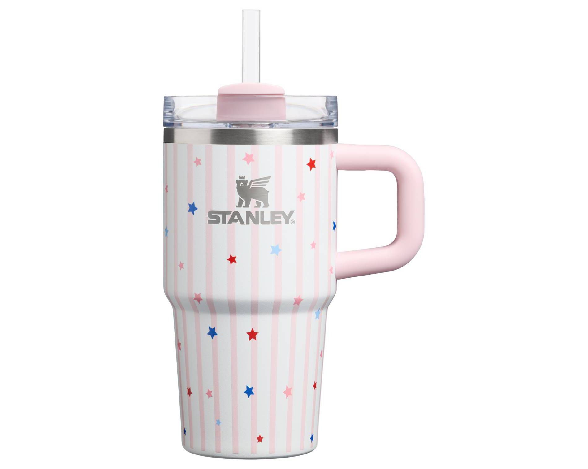 Stanley 20 oz Stainless Steel H2.0 FlowState Quencher Tumbler Pink Starry Stripes