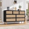 Rattan 7 Drawer Dressers for Bedroom, Tall Dresser with Deep Drawers,  for Closet with Wide Top, Long Wooden Dresser for Living Room, Hallway - 2 of 4