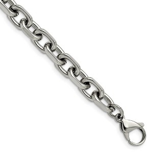 Black Bow Jewelry Men's 8.5mm Stainless Steel Oval Cable Chain Bracelet, 8.75 Inch - 1 of 4
