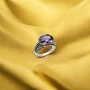 Slickblue Women's Stainless Steel Amethyst CZ Solitaire Ring, Polished Finish, Oval 14x10mm Stone, Sizes 5-10 - 2 of 4