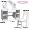 Nasitip Kids Vanity Table Set, 2 in 1 Princess Makeup Desk with Touch Light Detachable Tri-Folding Mirror,Open Storage Shelves，for Girls - 3 of 4