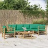 vidaXL 7-Piece Bamboo Patio Lounge Set with Green Cushions - Versatile Outdoor Garden Furniture Set, Includes Sofas, Chair & Table - 2 of 4