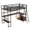 Twin Size Metal Loft Bed with Built-in Work Station, LED and Multiple Storage - ModernLuxe - 4 of 4