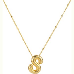 Personalized Balloon Letter Necklace 14K Gold Plated Alphabet Jewelry - 1 of 4