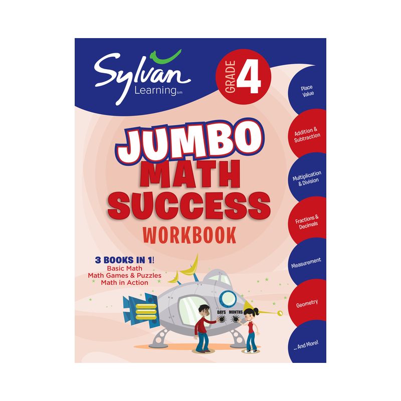 4th Grade Jumbo Math Success Workbook - (Sylvan Math Jumbo Workbooks) by  Sylvan Learning (Paperback), 1 of 2