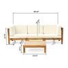 Christopher Knight Home Brava Outdoor Acacia Wood 3 Seater Sofa and Coffee Table Set with Cushions - 3 of 4