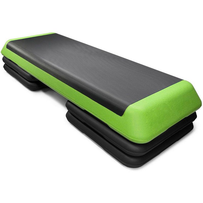 Costway Fitness Aerobic Step 43'' Cardio Adjust 4'' - 6'' - 8'' Exercise Stepper w/Risers Green, 1 of 11