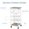 Resenkos Mobile Kitchen Cart with Wood Frame, Wire Baskets, Trays, and a Drawer, White - 3 of 4
