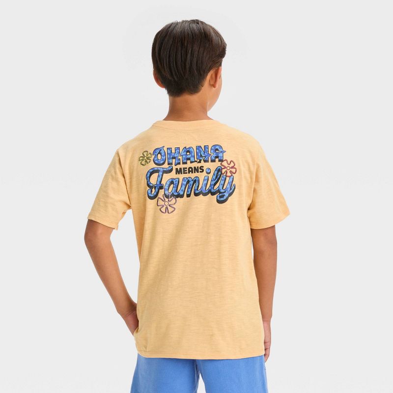 Boys&#39; Disney Stitch Ohana Short Sleeve Graphic T-Shirt - Peach Orange, 3 of 4