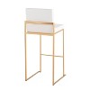 Set of 2 Fuji High Back Stainless Steel/Faux Leather Barstools with Gold Legs - LumiSource - 4 of 4