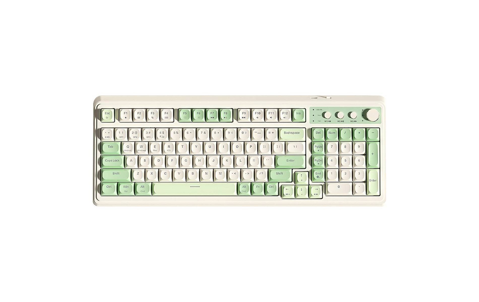 AULA S99 Wireless Gaming Membrane Creamy Keyboard, Tri-Mode Connect, Num Pad, Backlit, Media Knob - Green