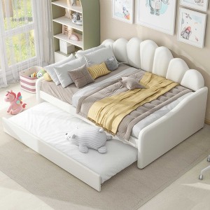 NicBex Full Size Upholstery Daybed Frame with Shall Shaped Backrest and Trundle for Bedroom,Living Room,Apartment - 1 of 4