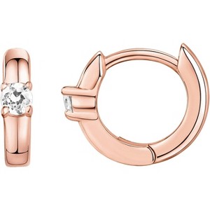 14K Gold Plated Huggie Earrings | 925 Sterling Silver with Cubic Zirconia, U-Shaped Snake Design - 1 of 4