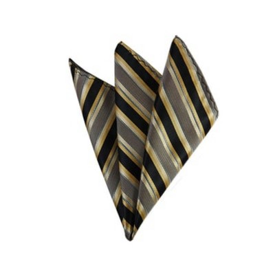 TheDapperTie - Men's Stripe Woven 10 Inch x 10 Inch Pocket Squares Handkerchief