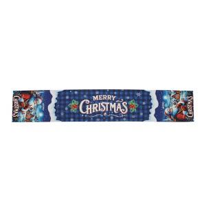 Unique Bargains Christmas Table Runner Snowy Night Santa Claus Polyester Blue Red White 71x14 Inch 1 Pc - 1 of 4