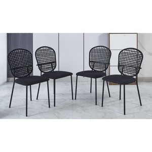 NicBex Set of 4 Rattan Backrest Dining Chair Modern Upholstered Padded Seat Side Chair with Metal Legs for Dining Room - 1 of 4