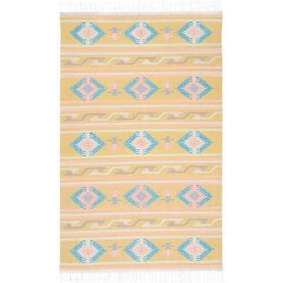 Sunny Tribal Medley 6' x 9' Yellow Cotton & Synthetic Area Rug