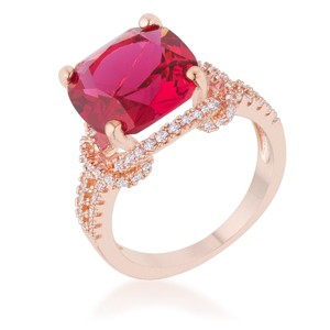 Slickblue Classic 6.2ct Ruby or Aqua CZ Ring for Women, Cushion Cut, Beautiful Rose Gold/Silvertone, Sizes 5-10 - 1 of 4