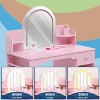 Kids Vanity Table with Lighted Mirror, 2-in-1 Girls Vanity Set with Bookshelf, Drawer & Shelves, Makeup Table with Stool for 3-9 Year Olds, Pink - 4 of 4