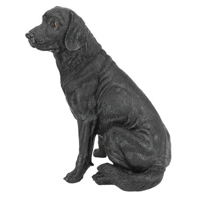 Black Resin Labrador Retriever Dog Garden Statue, 15.5 Inches Tall