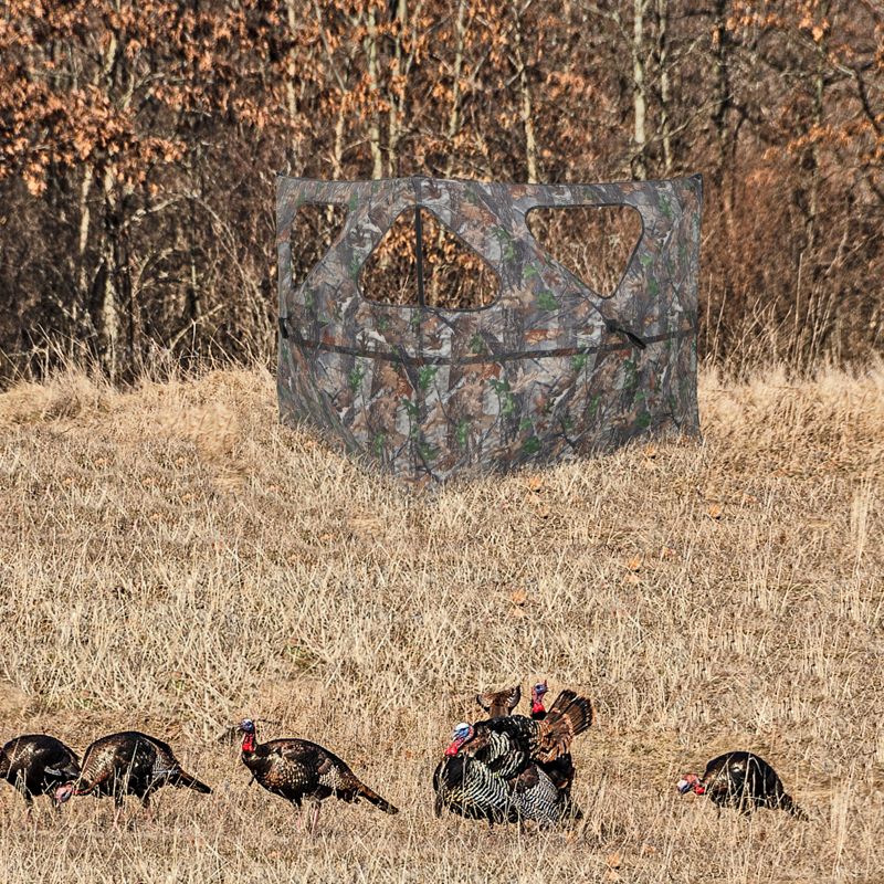 Costway Turkey Hunting Ground Blind 2-Panel Pop Up Fence with 3 Shoot Through Ports, 5 of 10
