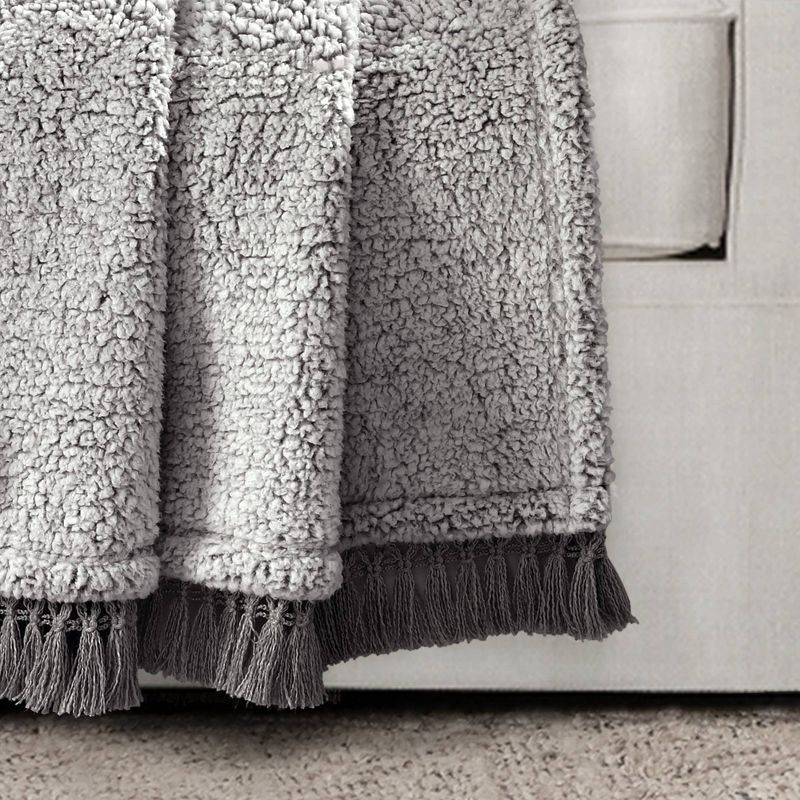 50"x60" Faux Shearling with Tassel and Fringe Throw Blanket - Lush Décor, 4 of 15